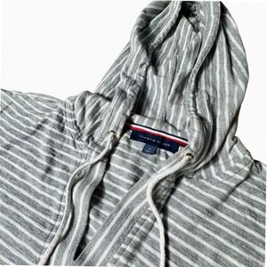 Tommy Hilfiger Y2K 90's Preppy Med. Hoodie Striped Long Sleeve‎ Pullover Womens